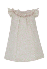 Anavini Evangeline Pink Mini Floral Smock Ruffle Collar Dress