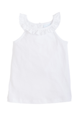 Little English Ruffled Tank, White