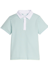 Little English Short Sleeve Polo, Greenview Stripe