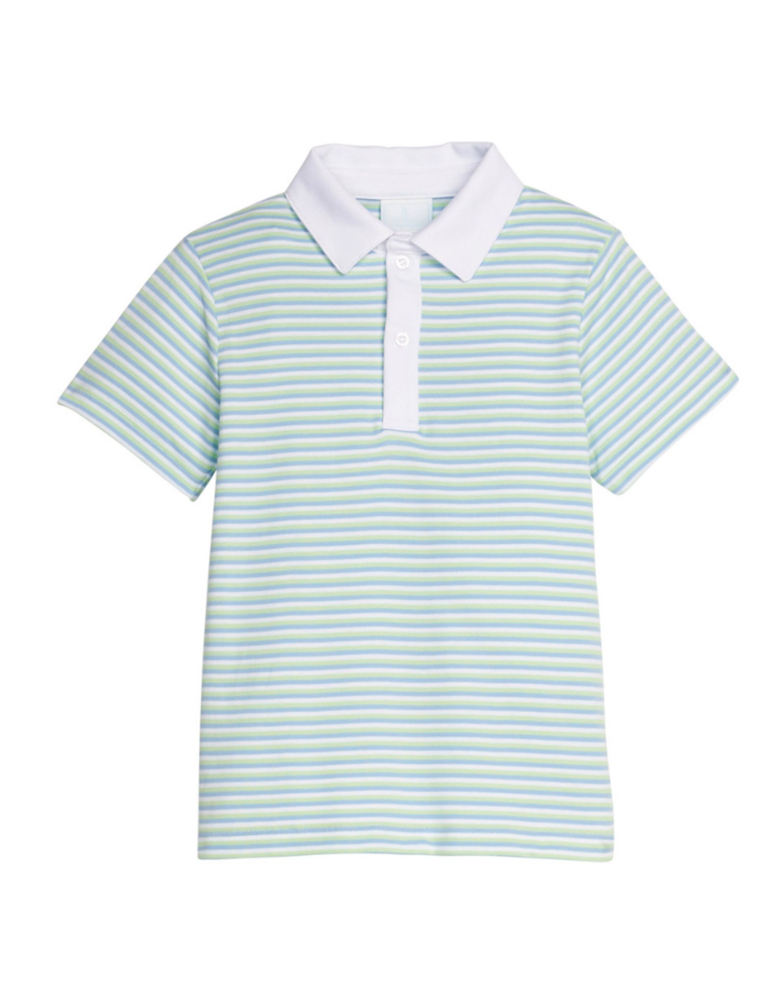 Little English Short Sleeve Polo, Greenview Stripe