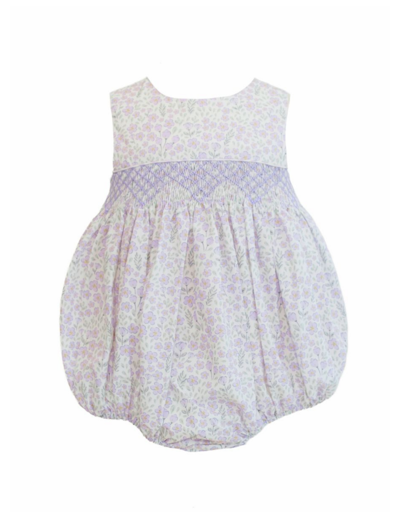 Krewe Kids Avery Purple Smocked Floral Bubble