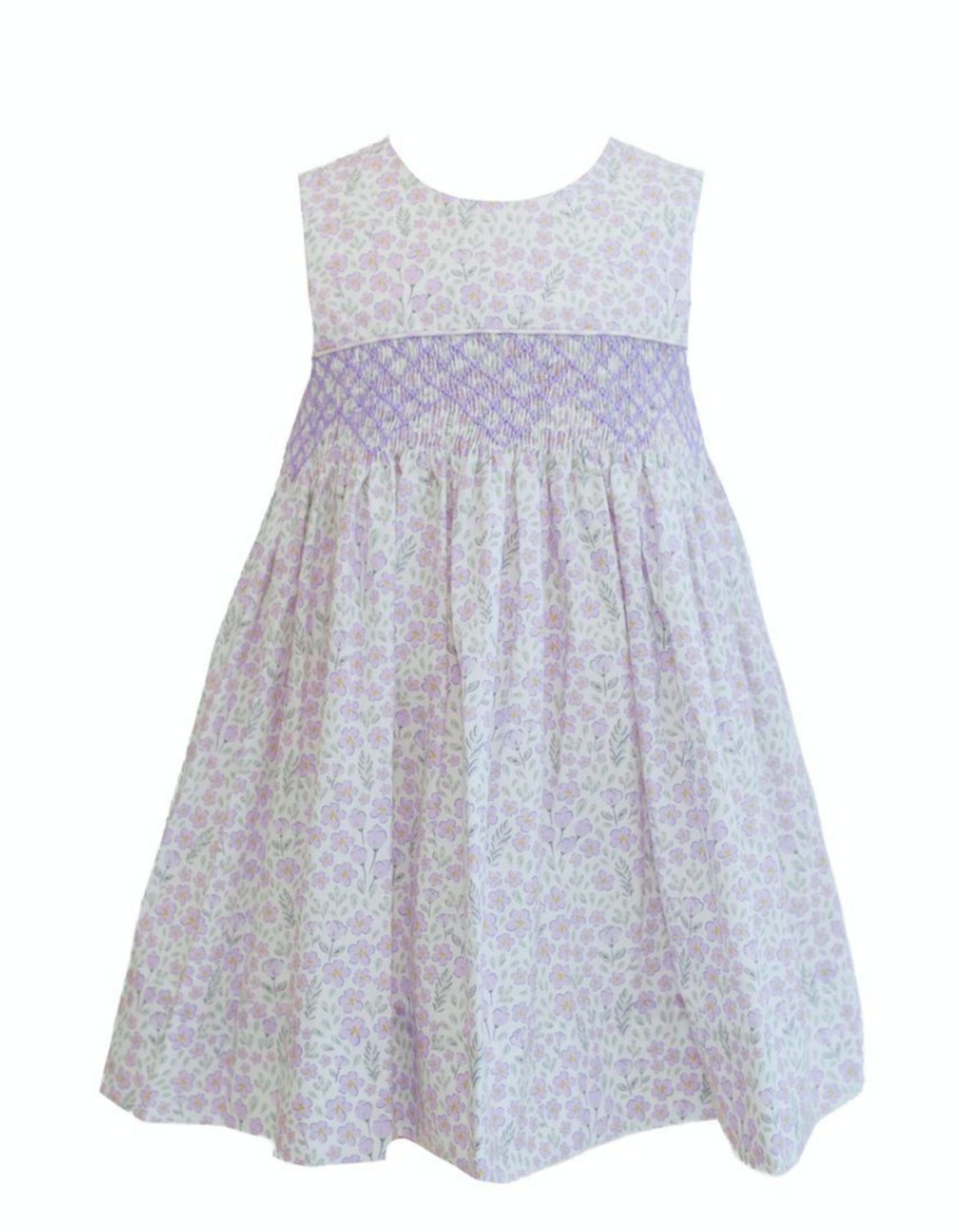 Krewe Kids Avery Purple Floral Smocked Dress