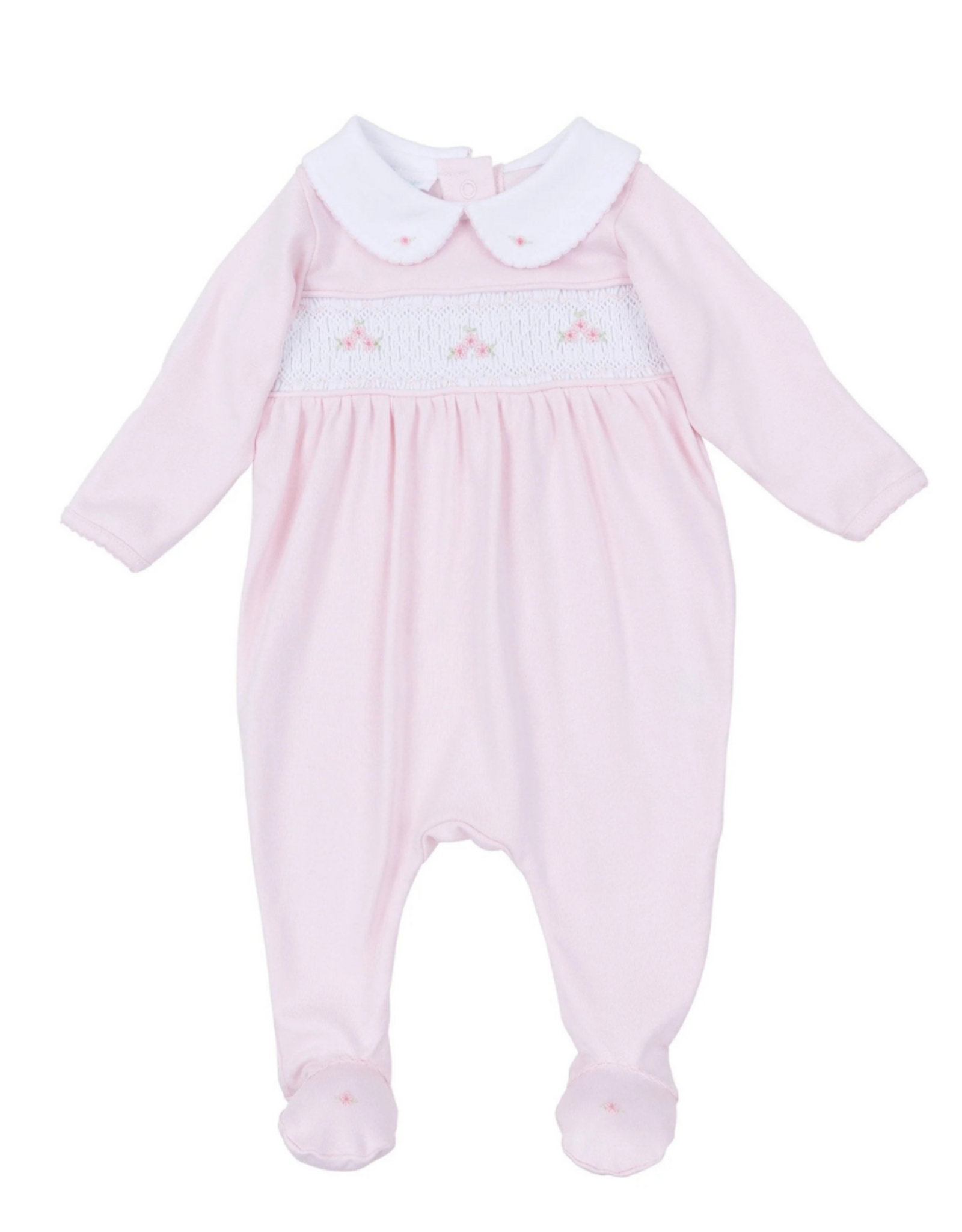 Magnolia Baby Willow and Walker's Smocked Collared Footie, Pink