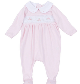 Magnolia Baby Willow and Walker's Smocked Collared Footie, Pink