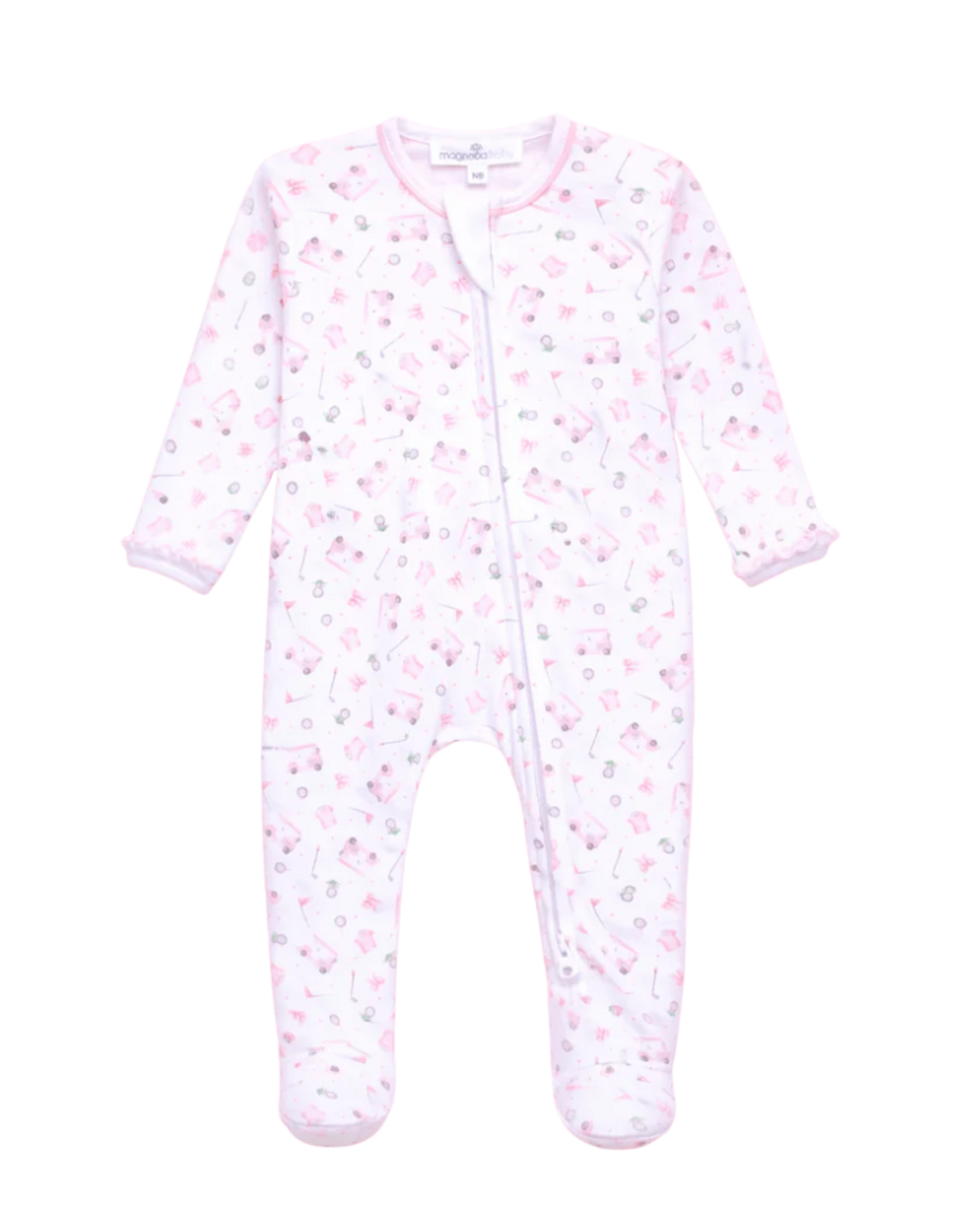 Magnolia Baby Little Golfers Ruffle Zip Footie, Pink