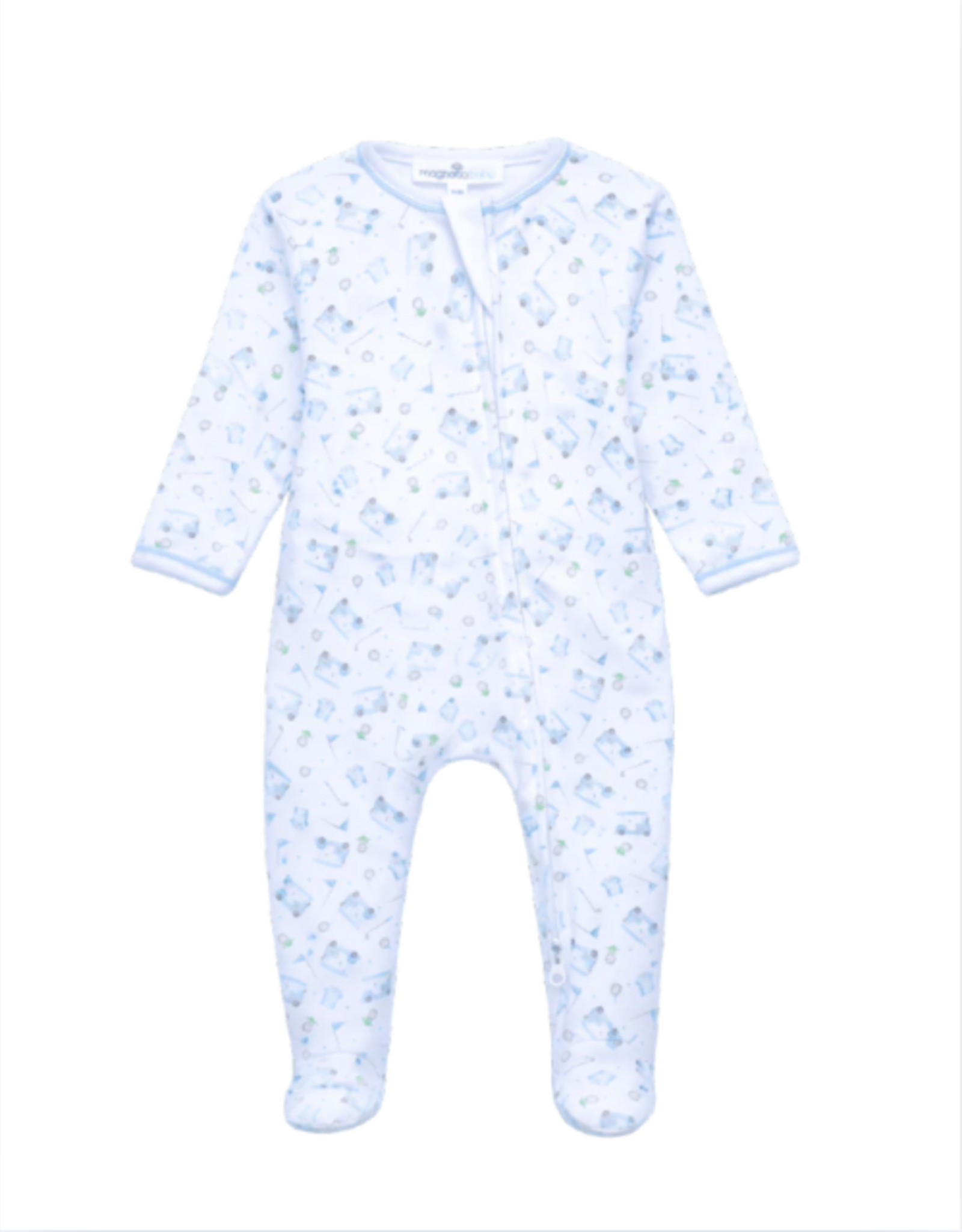 Magnolia Baby Little Golfers Zip Footie, Light Blue