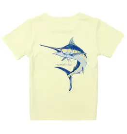 Properly Tied Performance Tee Blue Marlin SS on Light Yellow