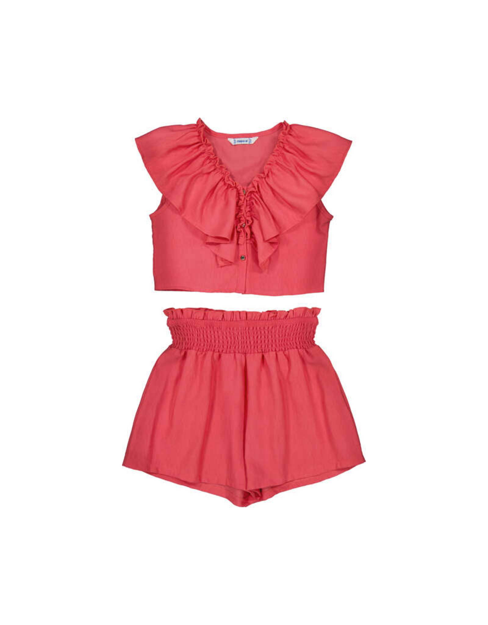 Mayoral Coral Ruffle Short Set