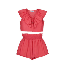 Mayoral Coral Ruffle Short Set