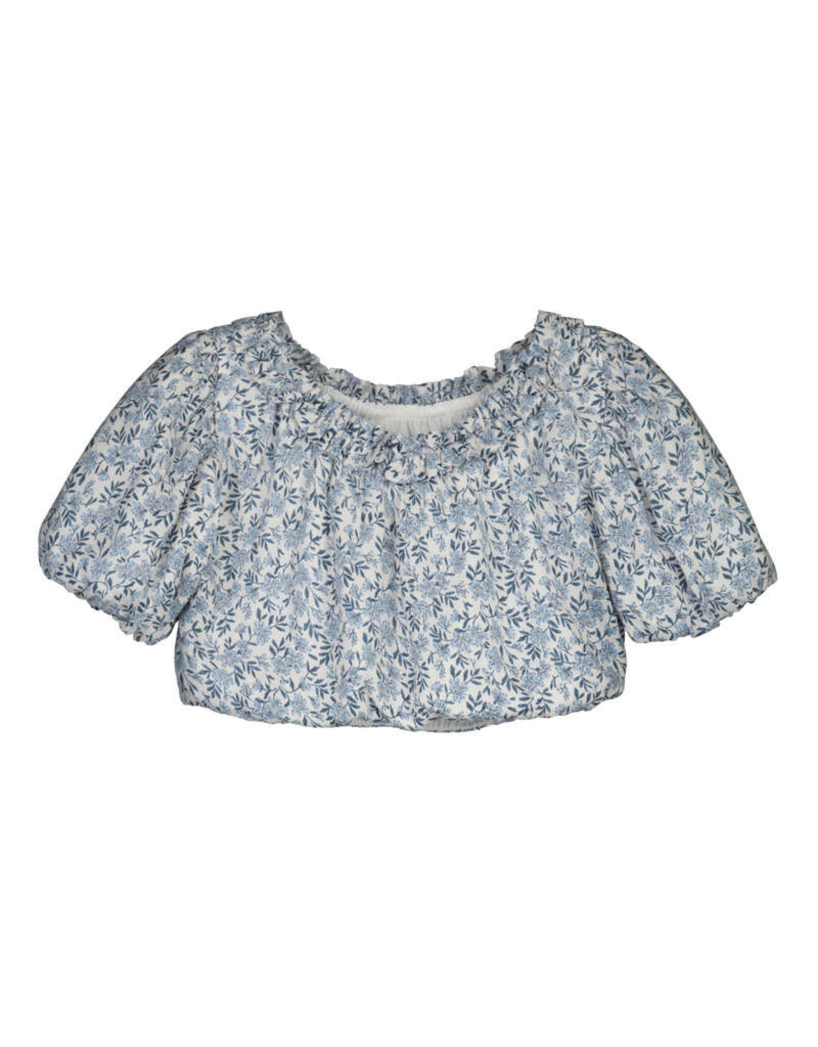Mayoral Printed Dobby Top, Sky Blue Floral