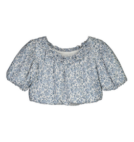Mayoral Printed Dobby Top, Sky Blue Floral