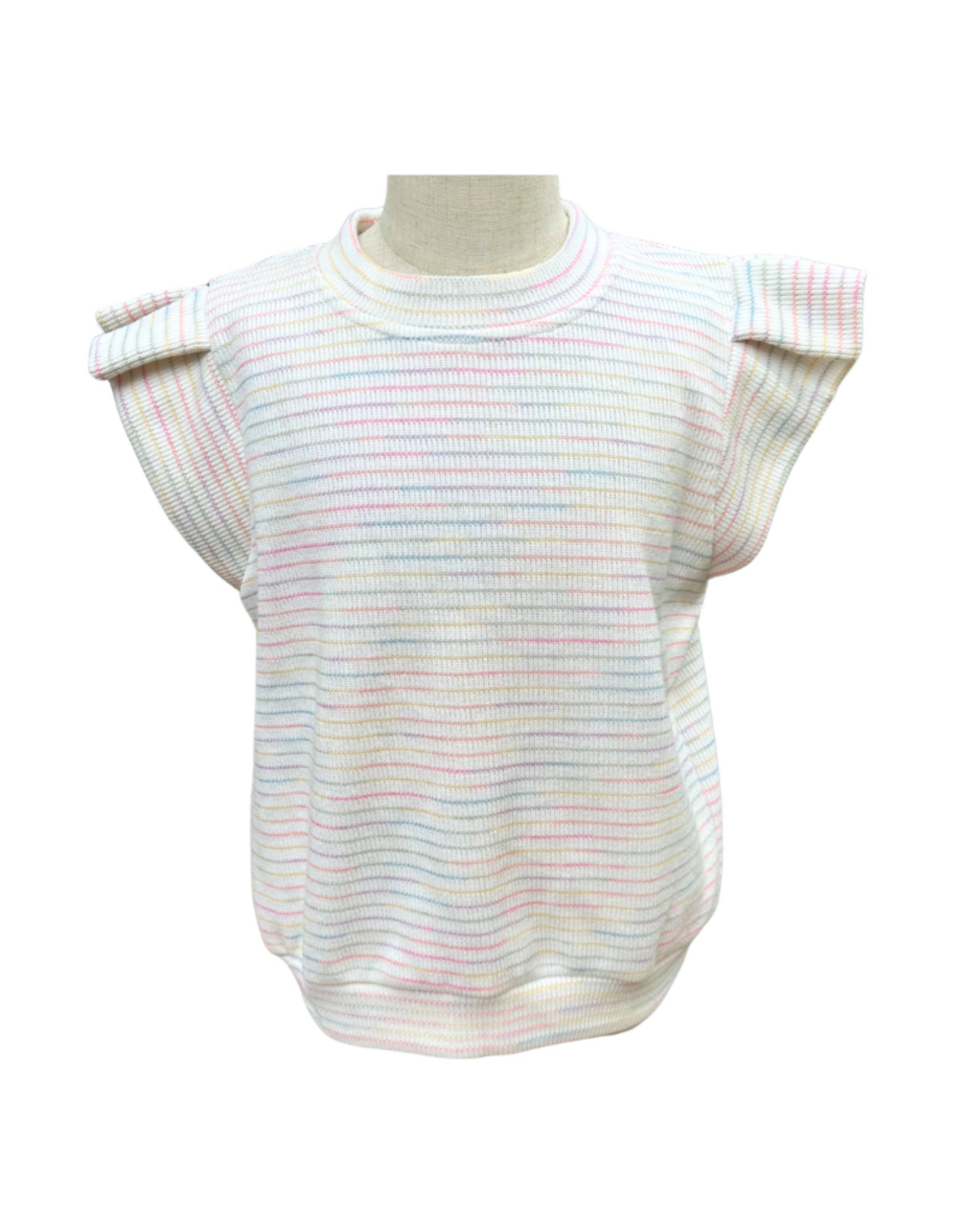 Pleat Olivia Top Rainbow Knit