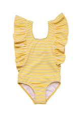 Snapper Rock Sunshine Stripe Wide Frill Swimsuit