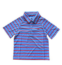 SouthBound SS Performance Polo, Serenity & Camelia Stripe Stripe