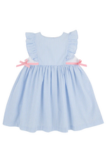 The Beaufort Bonnet Company Pammy's Pinafore Dress, Breakers Blue Seersucker