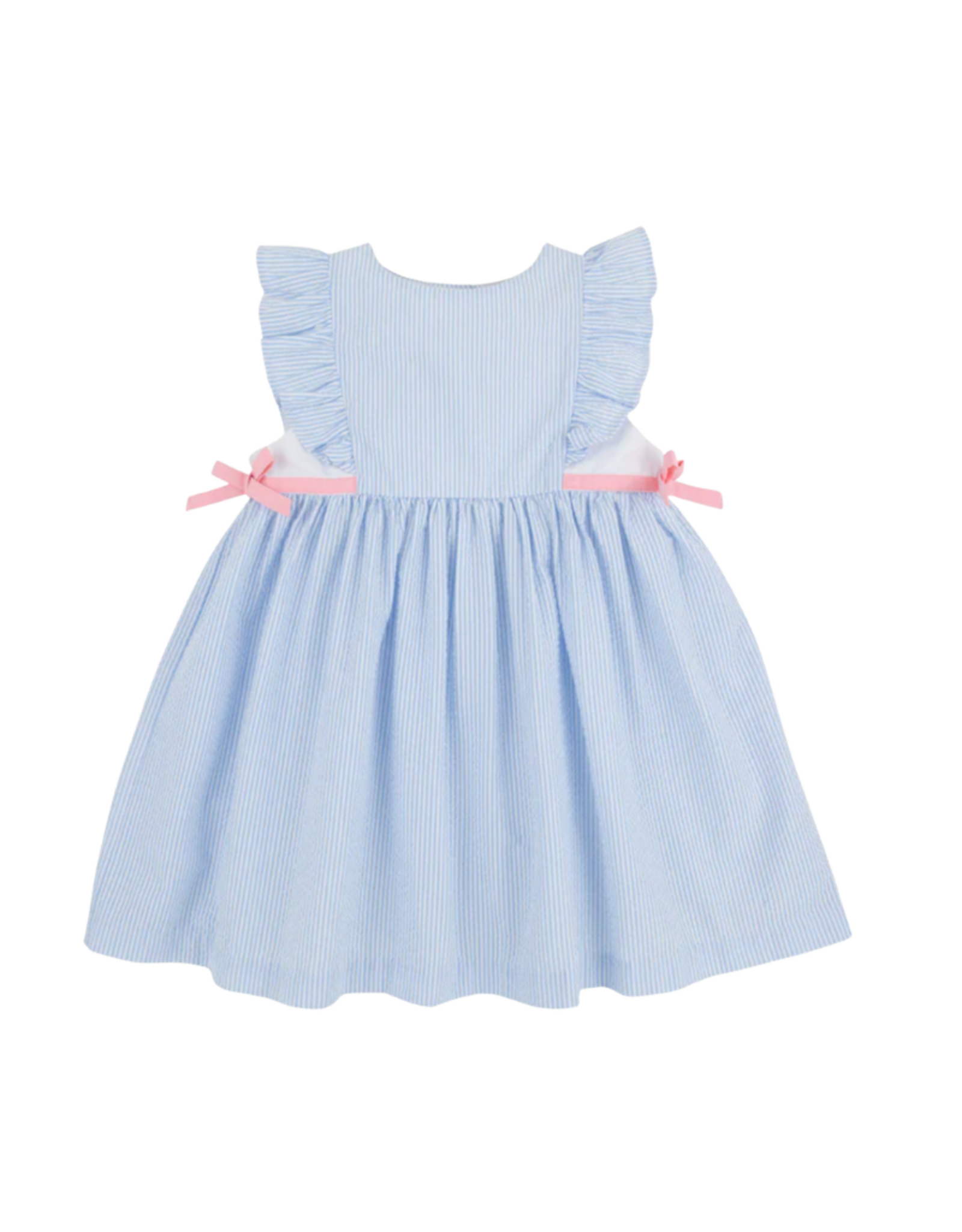 The Beaufort Bonnet Company Pammy's Pinafore Dress, Breakers Blue Seersucker