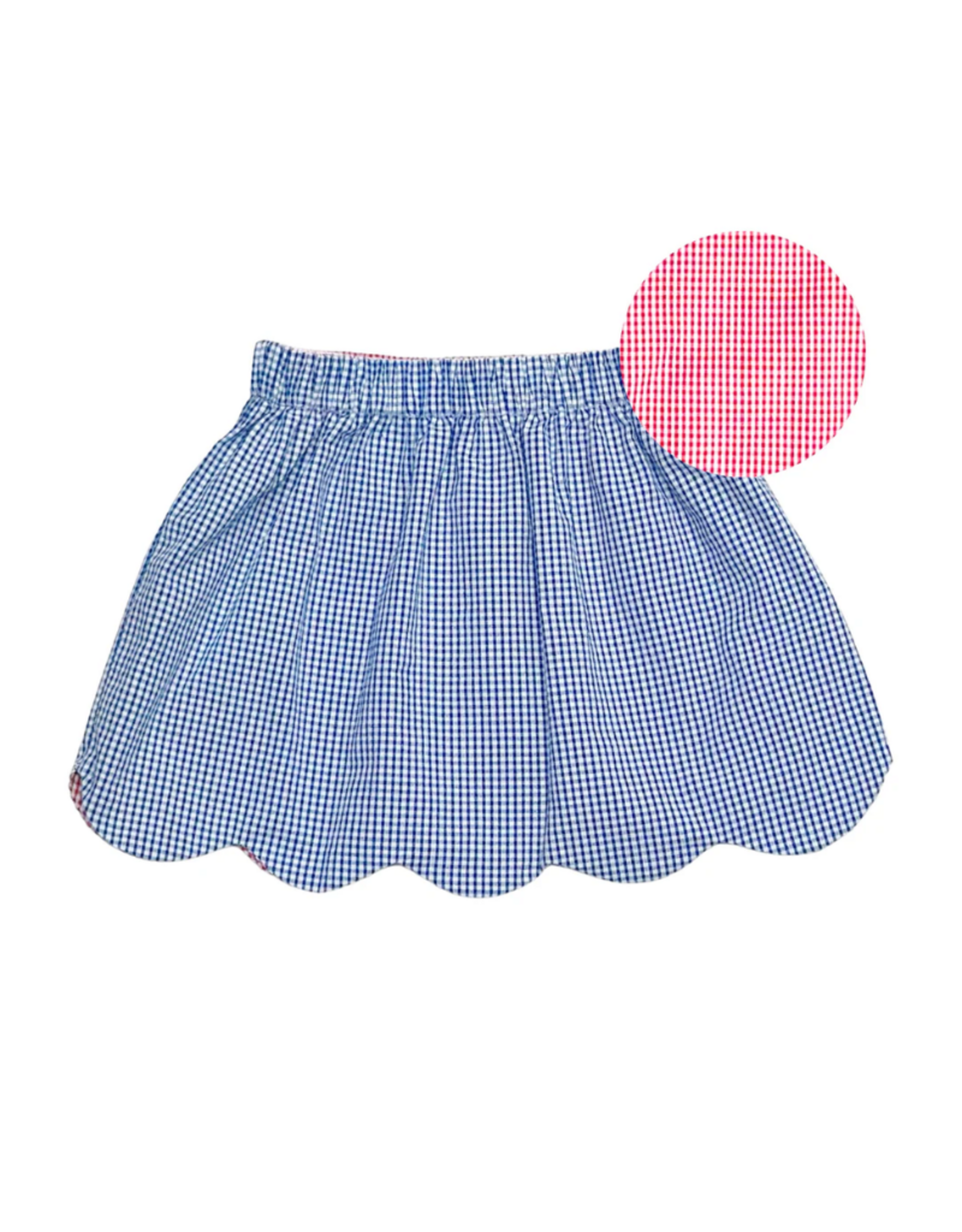 Zuccini Reversible Kendall Skirt, Royal Blue and Red Seersucker
