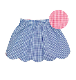 Zuccini Reversible Kendall Skirt, Royal Blue and Red Seersucker