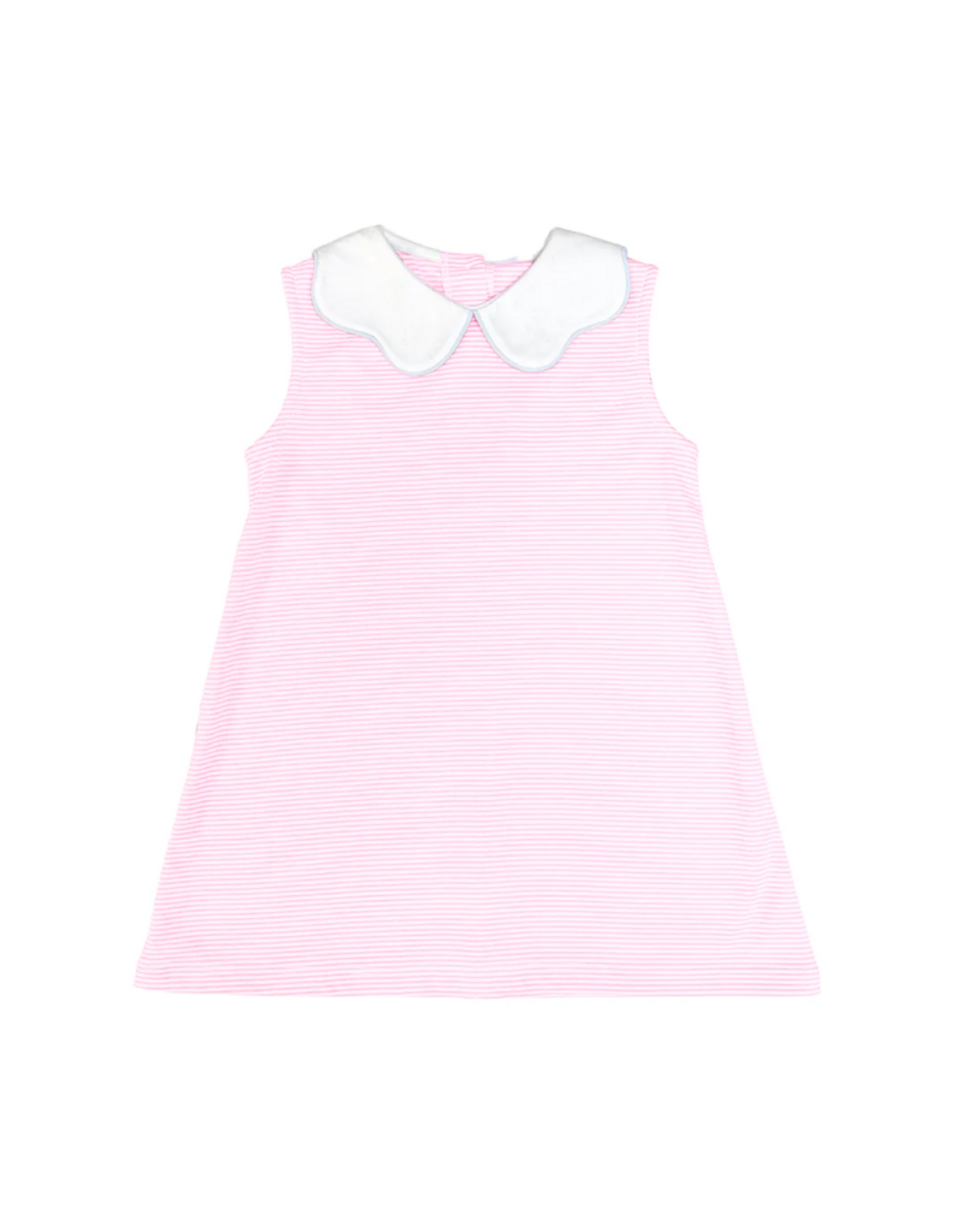 Zuccini Bryar Sleeveless Dress, Pink Stripe Knit with Blue Trim