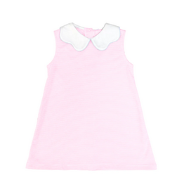 Zuccini Bryar Sleeveless Dress, Pink Stripe Knit with Blue Trim