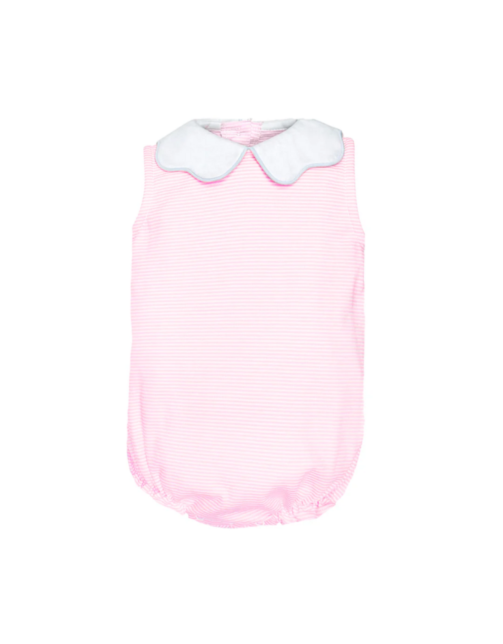 Zuccini Bryar Sleeveless Bubble, Pink Stripe Knit with Blue Trim