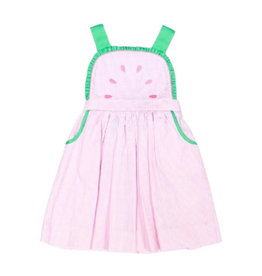 Zuccini Watermelon Ruffle Front Dress, Pink Seersucker