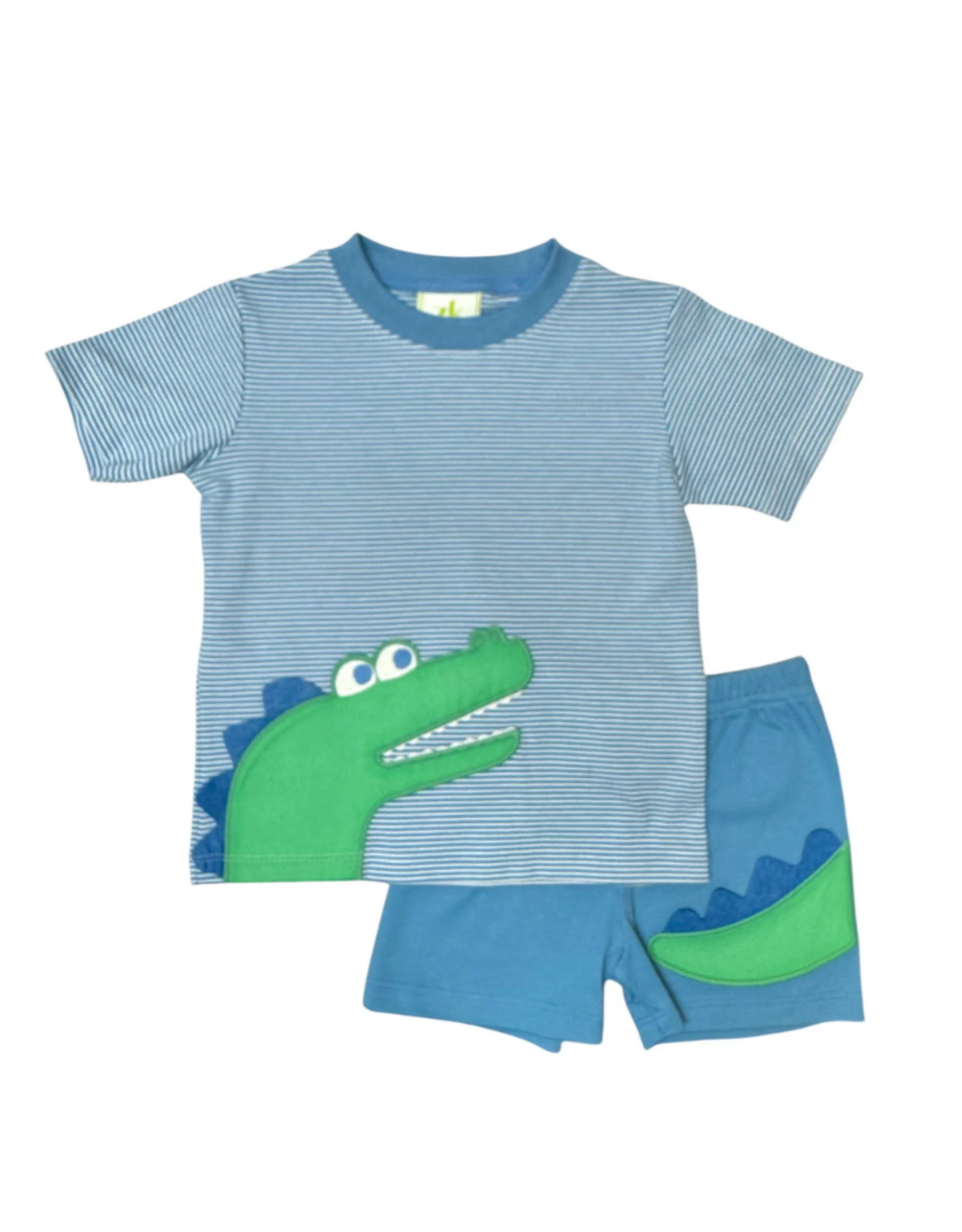 Zuccini Crocodile Knit Short Set, Periwinkle Stripe