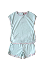 Banana Split Luna Terry Short Set, Aqua
