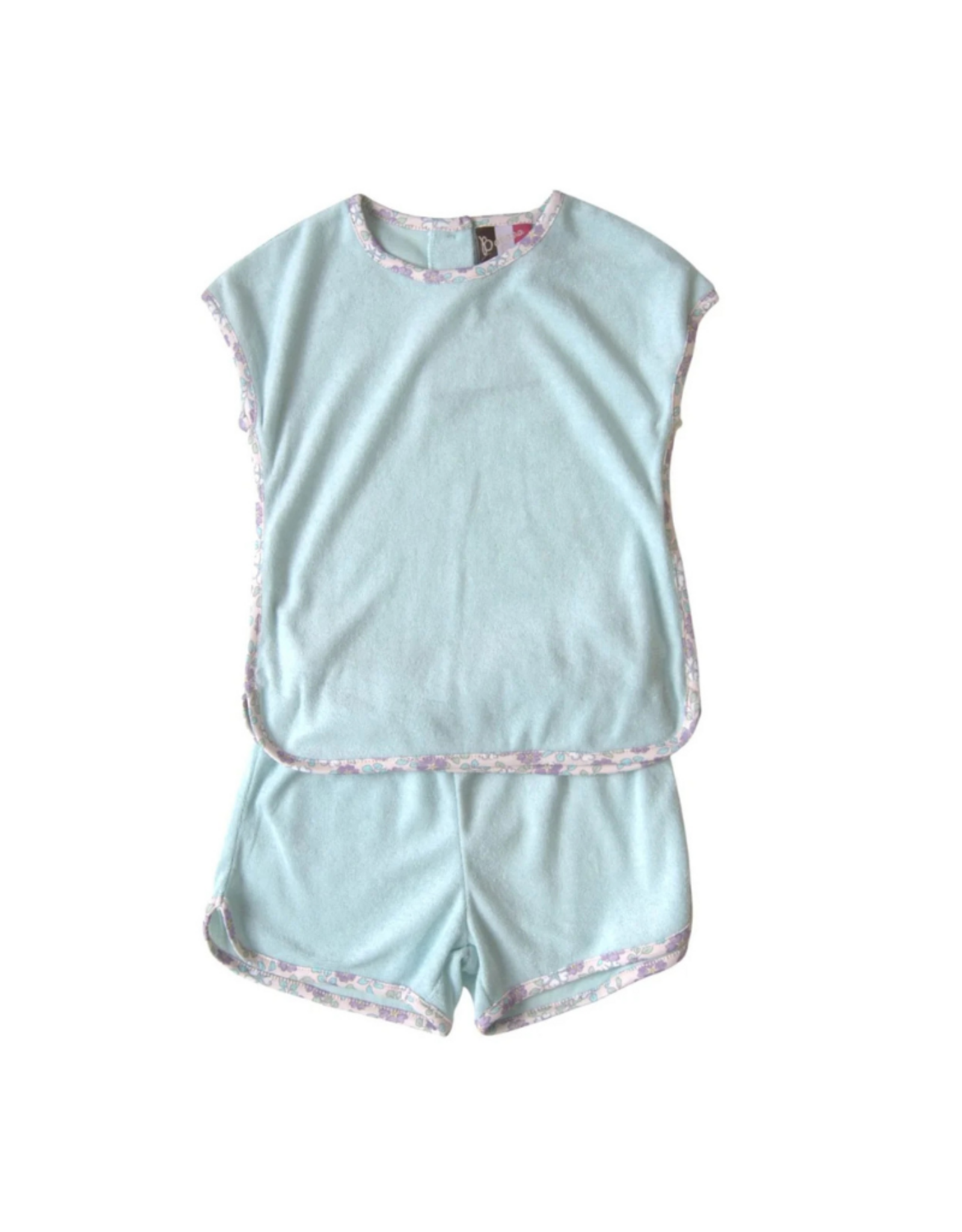 Banana Split Luna Terry Short Set, Aqua