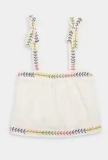 Joyous and Free Del Mar Top, White Swiss Dot