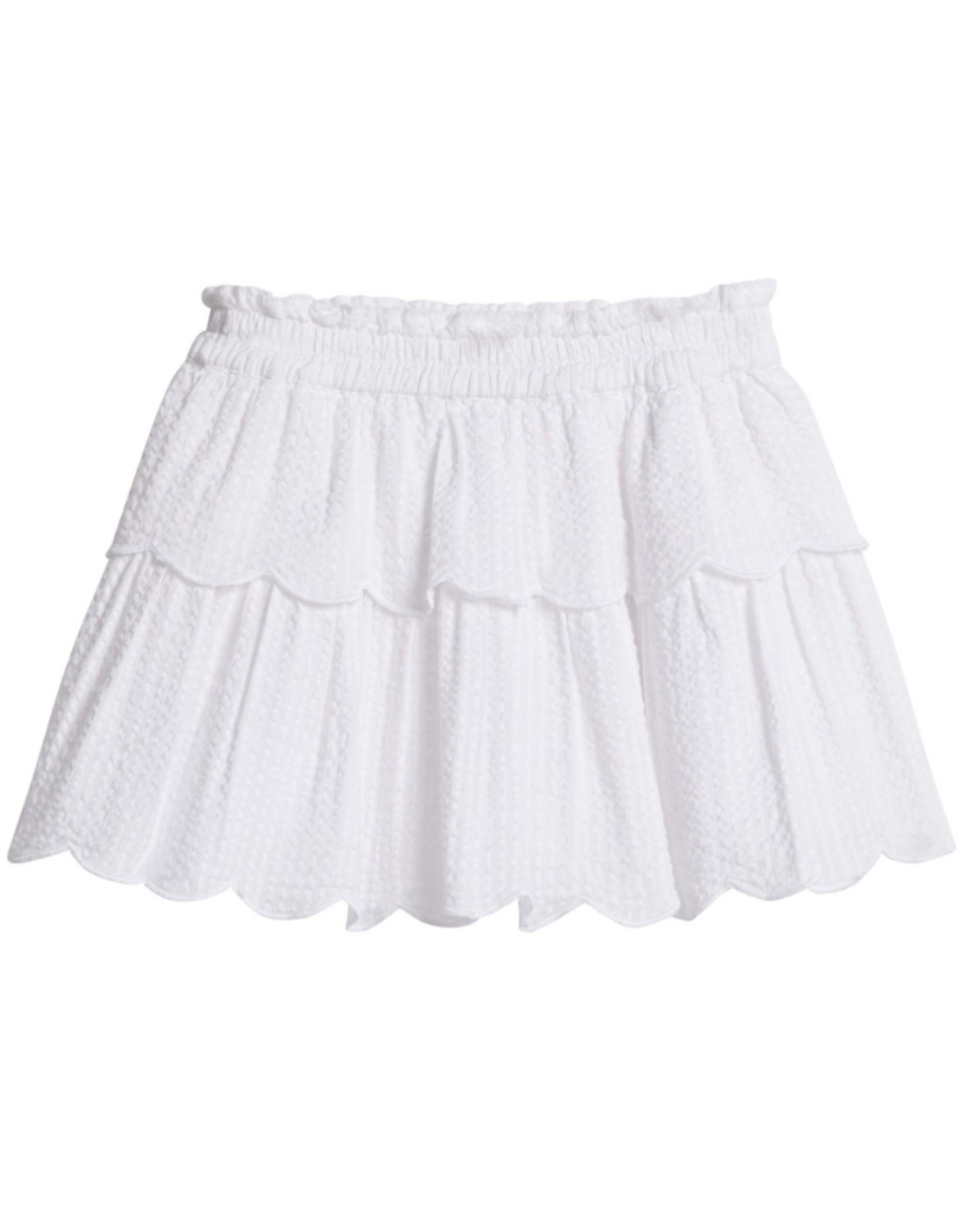 Bisby Two Tiered Skirt, White Seersucker