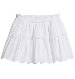 Bisby Two Tiered Skirt, White Seersucker