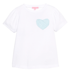 Bisby Essential Tee, Aqua Seersucker Heart