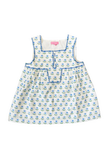 Bisby Keystone Top, Blue Tulip Block Print