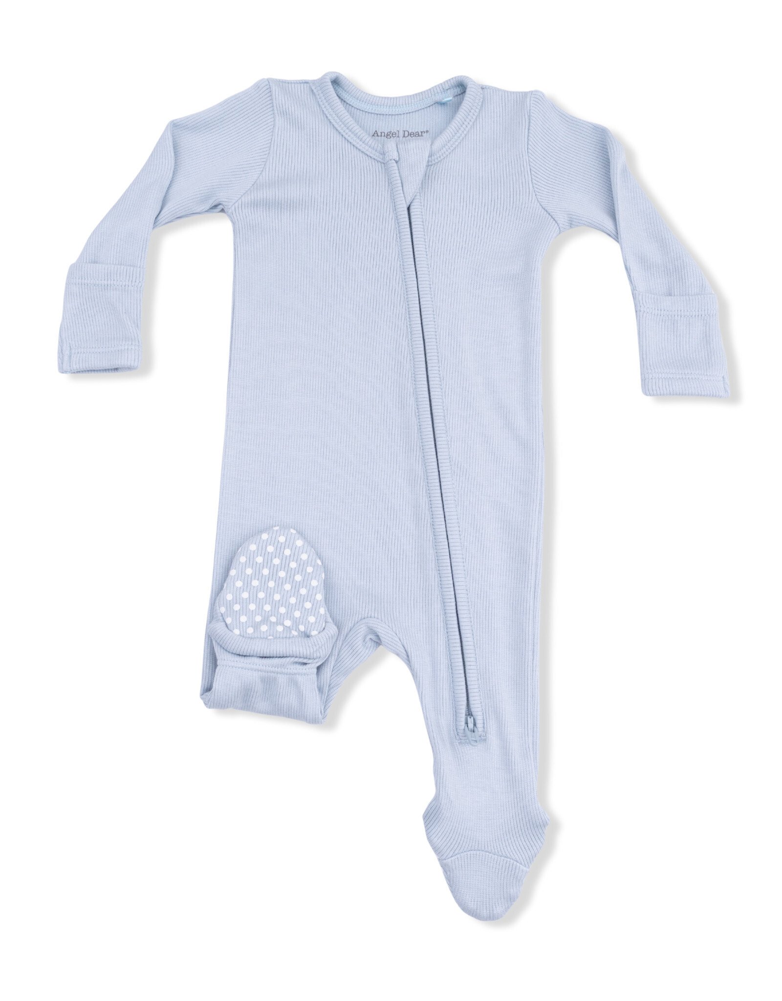 Angel Dear Solid Niagara Mist Ribbed 2 Way Zip Footie