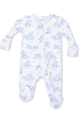 Angel Dear Puppy Toile Blue 2 Way Zip Footie