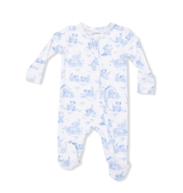 Angel Dear Puppy Toile Blue 2 Way Zip Footie