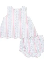 Angel Dear Tulip Stripe Scallop Back Top with Bloomer Set