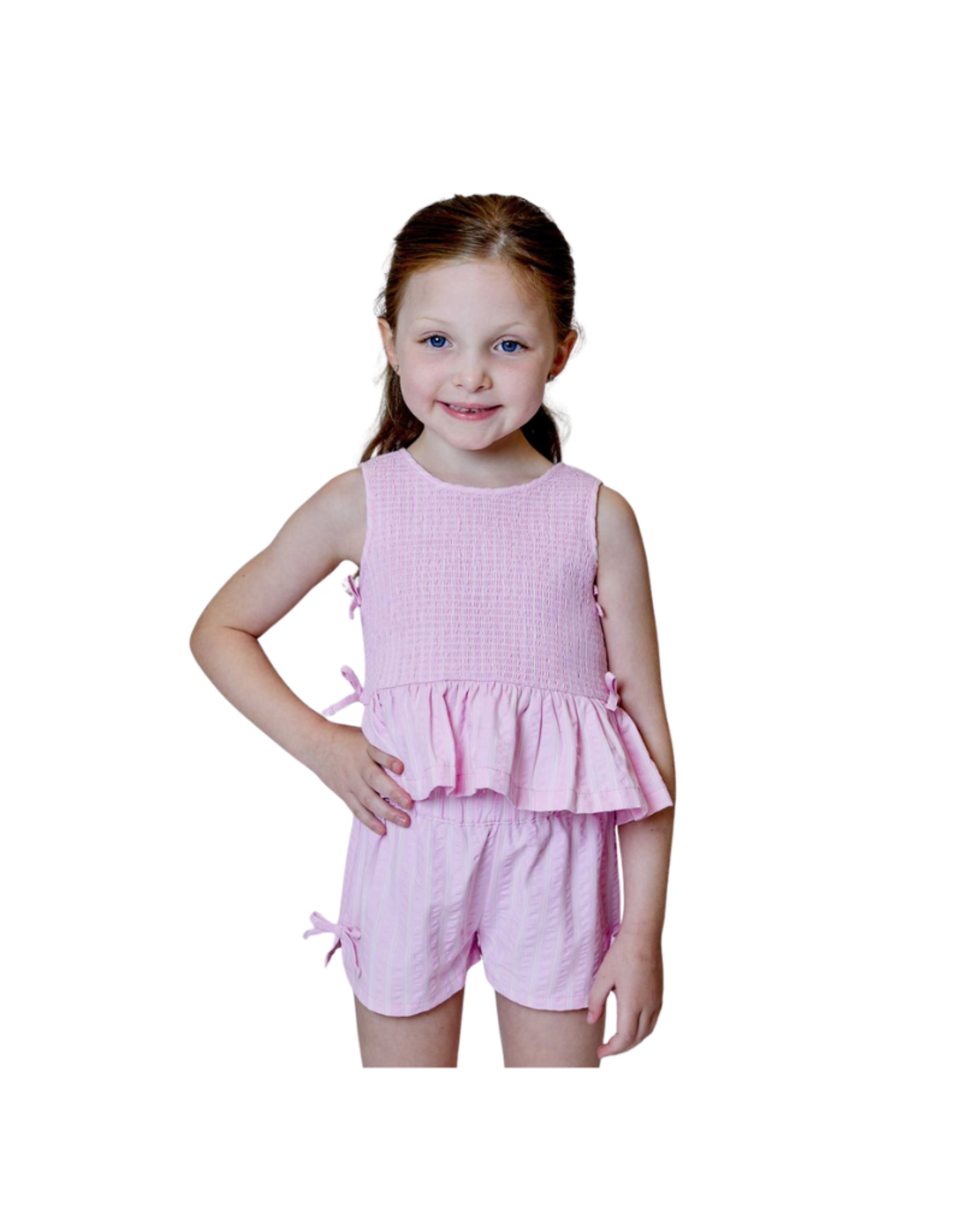 Design History Pink and White Stripe Bow Shorts