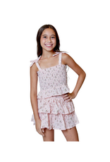 Design History Pink Floral Tiered Skort