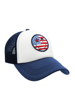 Feather4Arrow Navy Trucker Hat Flag Smiley Face
