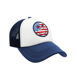 Feather4Arrow Navy Trucker Hat Flag Smiley Face