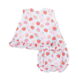Angel Dear Strawberry Bliss Ruffle Back Bloomer Set