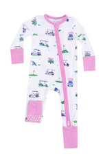 Angel Dear Vintage Golf Carts Pink 2 Way Zipper Romper