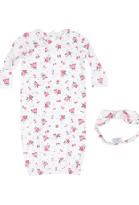 Angel Dear Pink Rosettes Kimono Gown & Knot Headband Set
