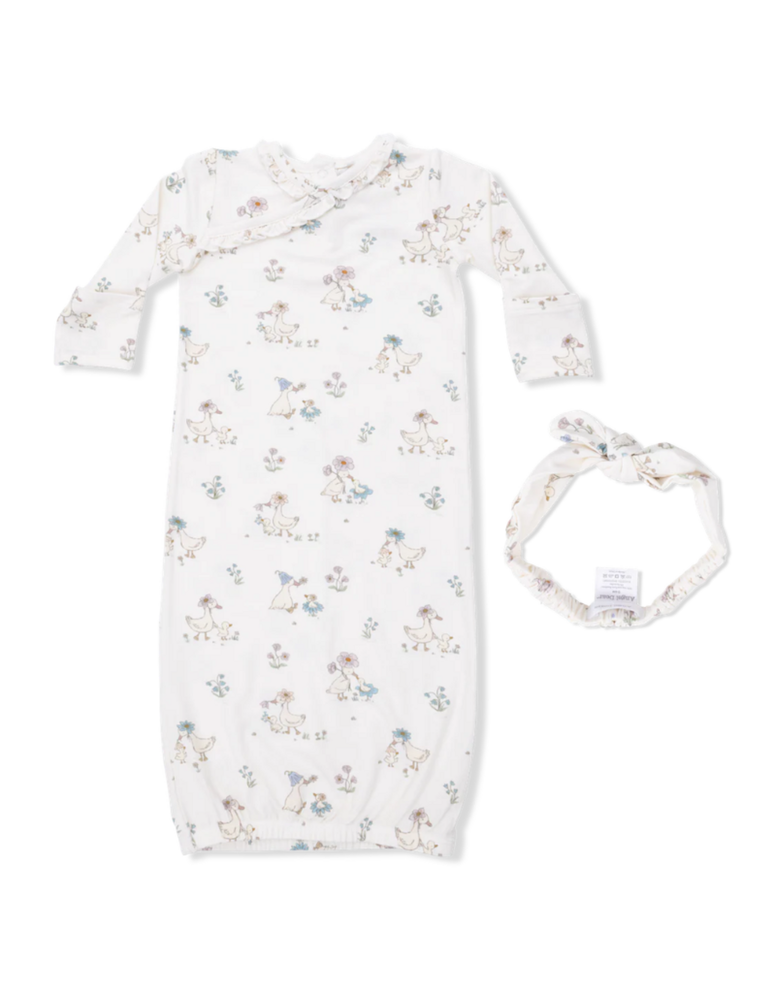 Angel Dear Flower Ducklings Kimono Gown & Knot Headband Set