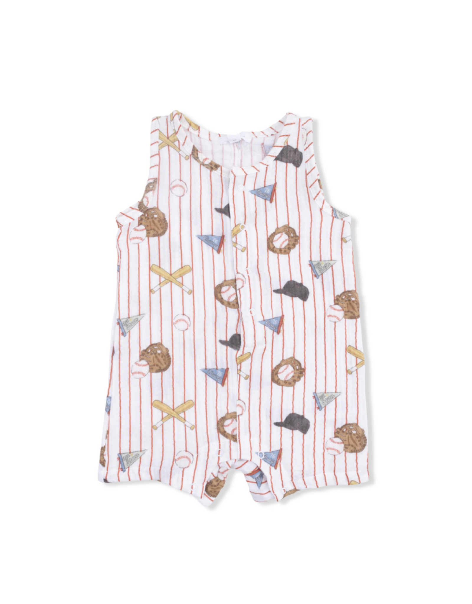 Angel Dear Vintage Baseball Stripe Sleeveless Shortie Romper