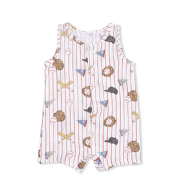 Angel Dear Vintage Baseball Stripe Sleeveless Shortie Romper