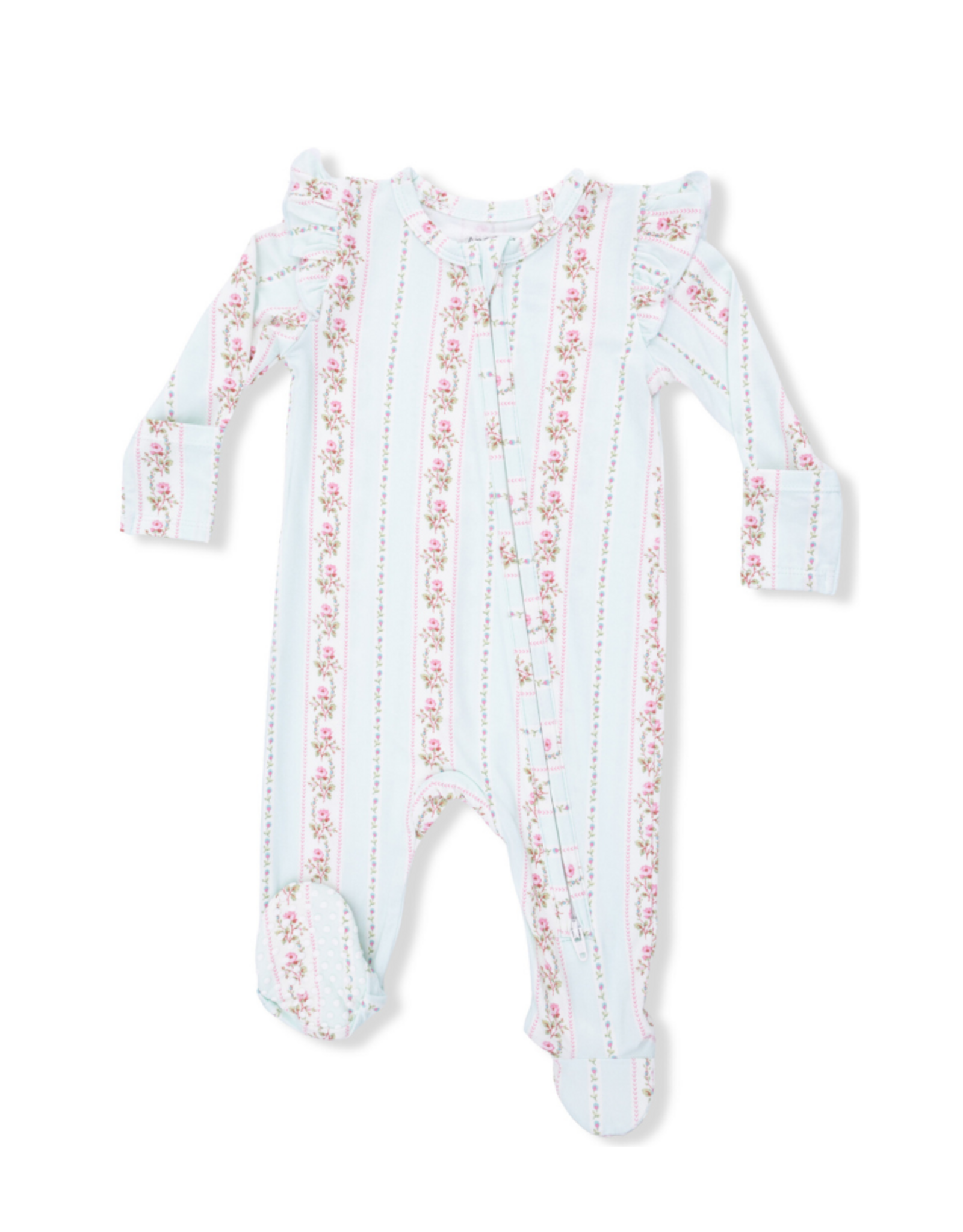 Angel Dear Antoinette Stripe 2 Way Ruffle Sleeve Zipper Footie