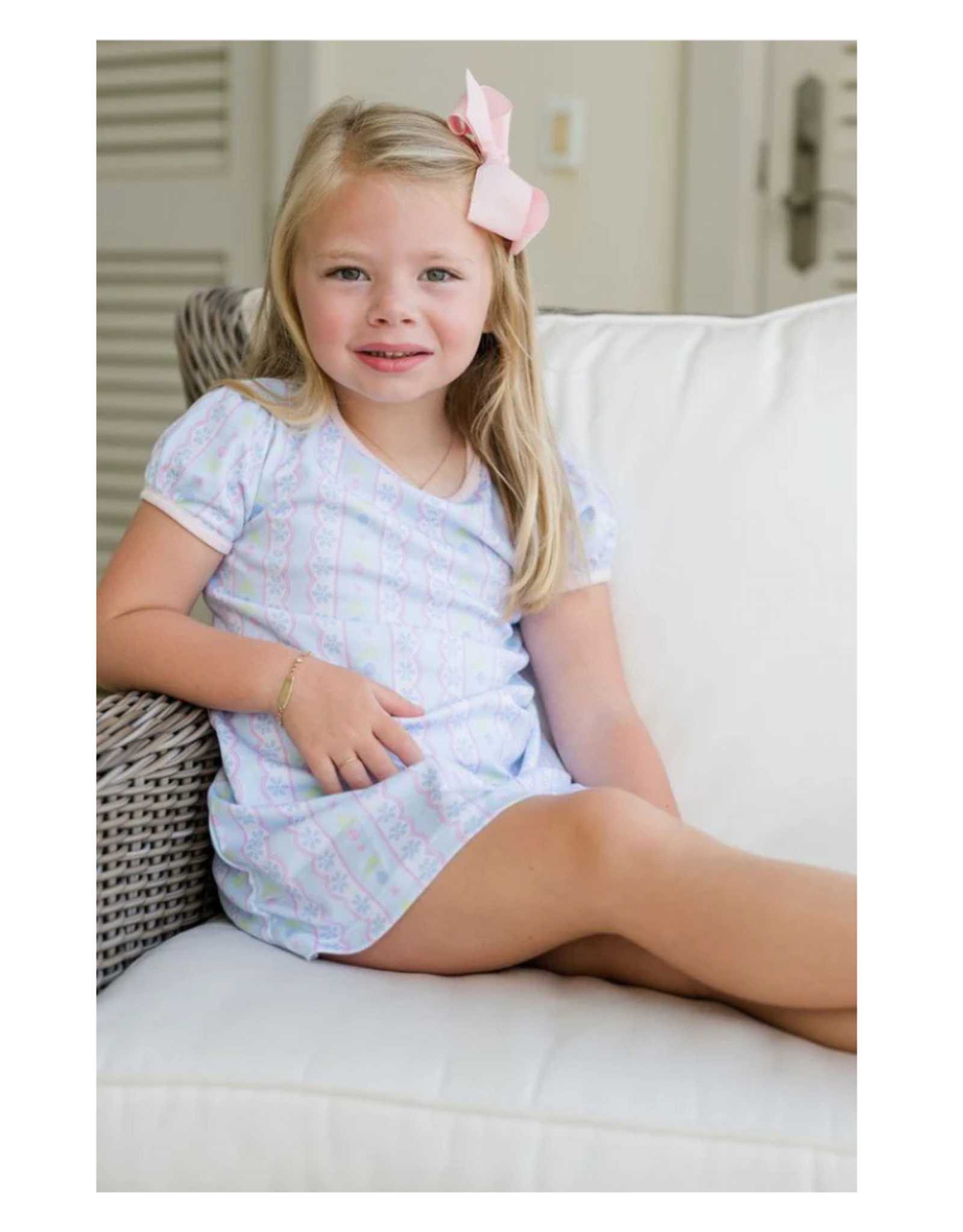 James and Lottie Blue Floral Scalloped Play Dress